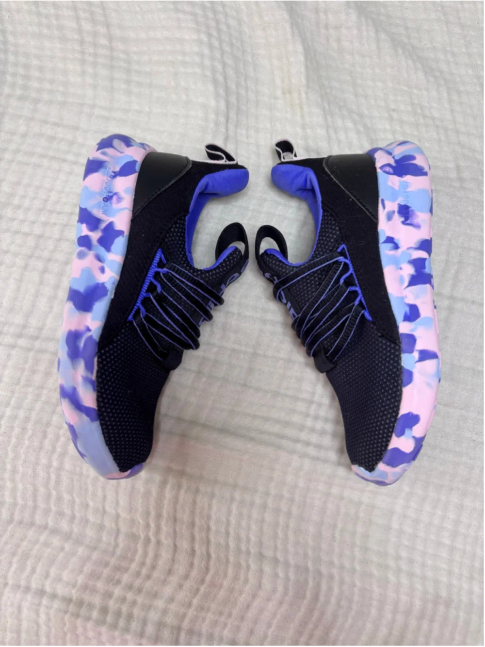 Adidas Kids' Black & Blue Sneakers with Colorful Soles slip on Size 1